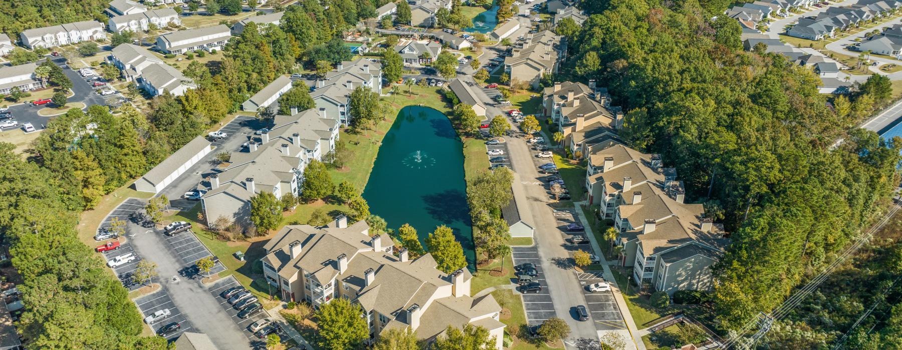 a high angle view of a town